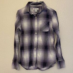 Tractr Kids girls lavender purple plaid Pearl snap long flannel shirt 10-12